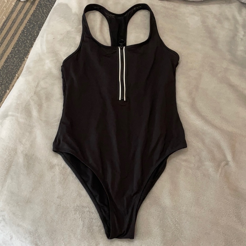 Black one piece bathing suit